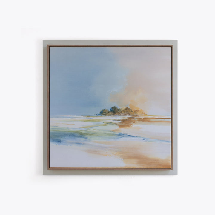 Tropical Trail Hike Landscape for Wellness Mood Framed Canvas Print, Fitness Studio Art, Dance Studio Decor, Gym Decor, Motion, FSA-1x1-93