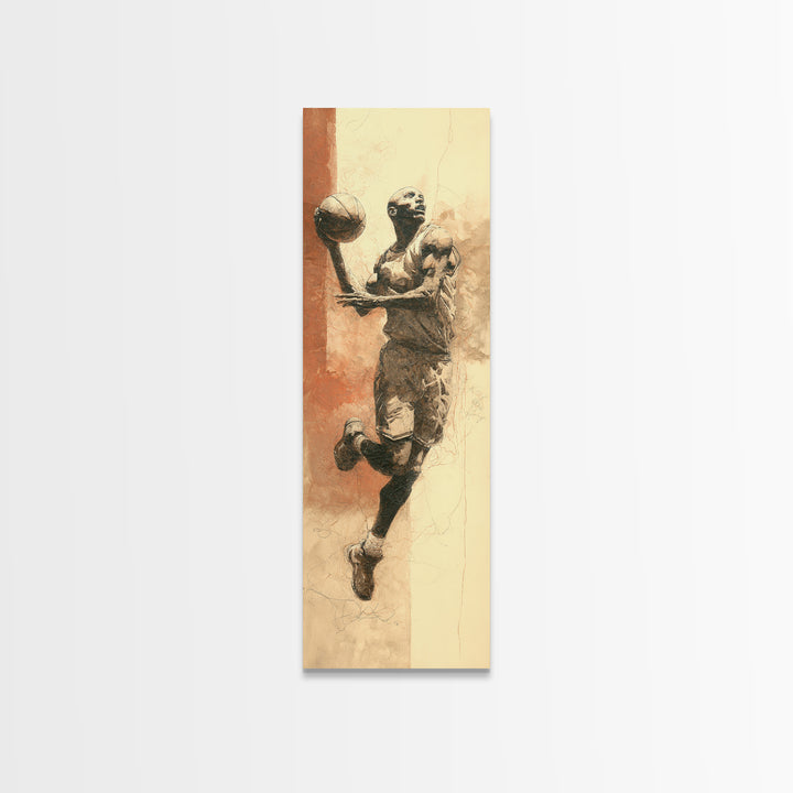 Basketball Player in Explosive Motion Canvas Print, Fitness Studio Art, Black and White Art, Gym Decor, Fine Art, Motion, FSA-1x3-10
