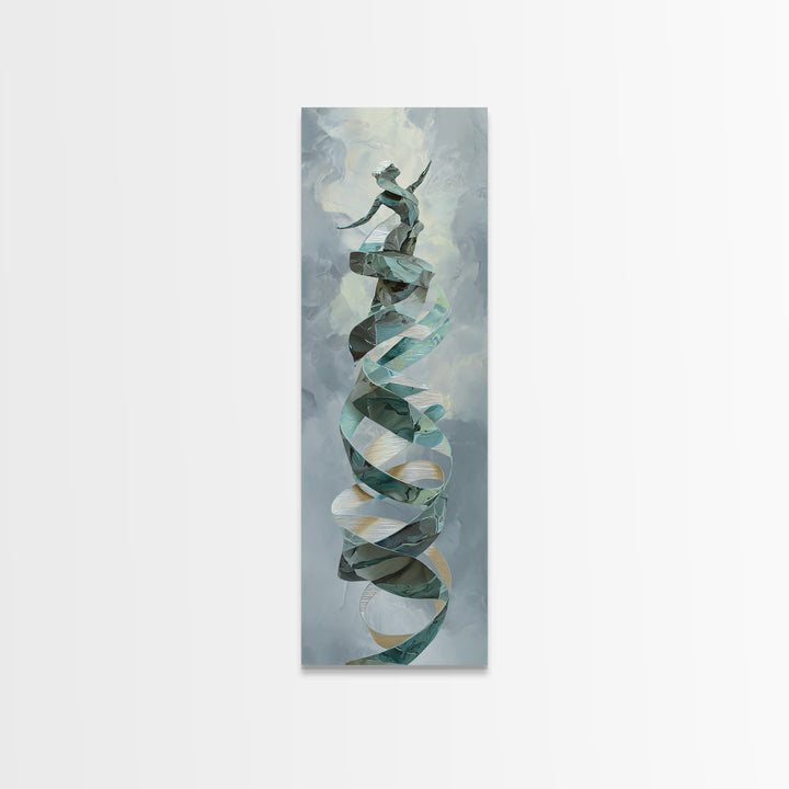 Gymnast Ribbon Forming a Spiral Composition Canvas Print, Fitness Studio Art, Printable Art, Gym Decor, Fine Art, Motion, FSA-1x3-11
