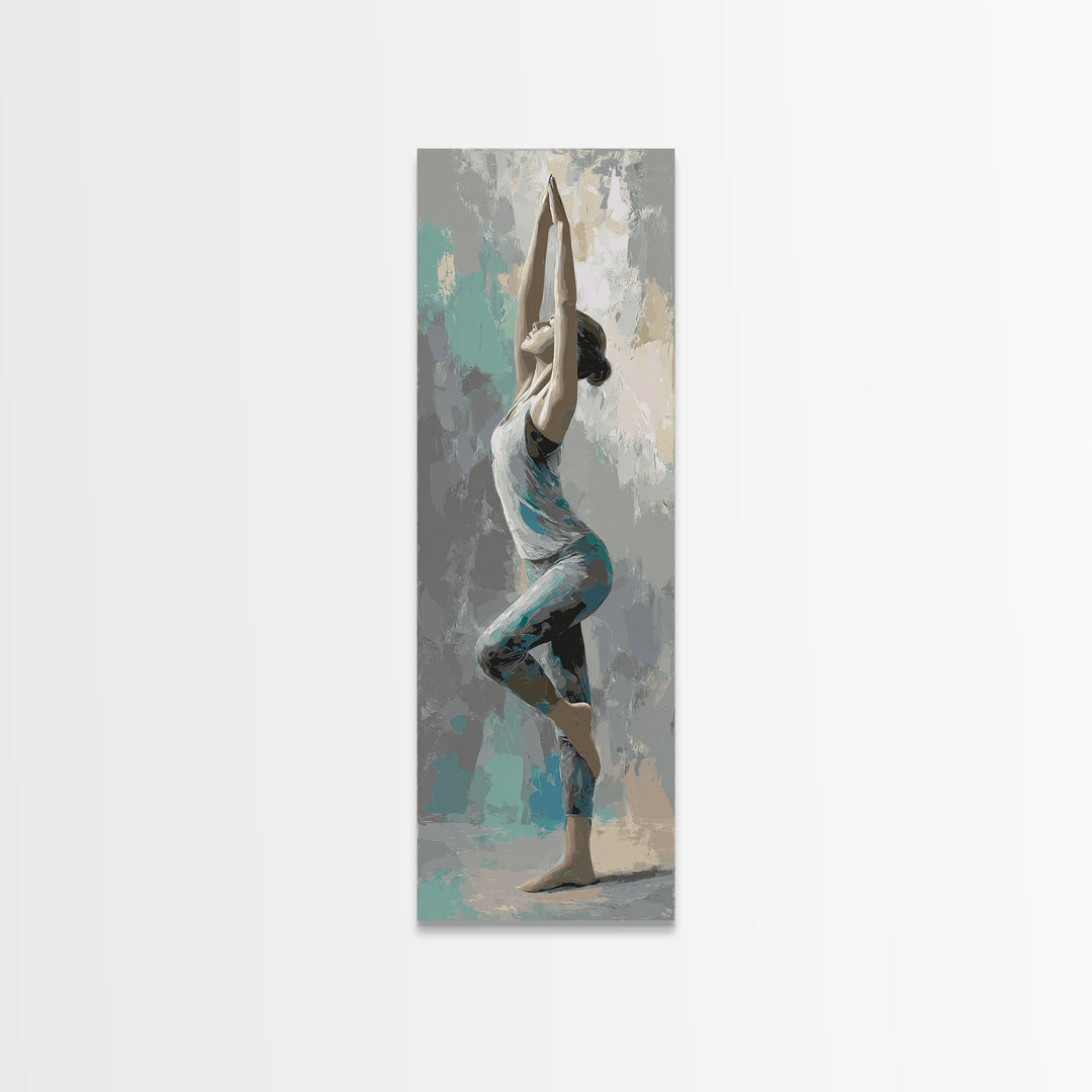 Yoga Warrior Pose Canvas Print, Fitness Studio Art, Wall Decor, Gym Decor, Fine Art, Motion, Contemporary Art, Wall Art, FSA-1x3-43
