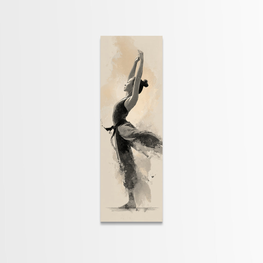 Martial Artist Pose Framed Canvas Print, Fitness Studio Art, Room Decor, Gym Decor, Fine Art, Motion, Motivational Poster, FSA-1x3-79