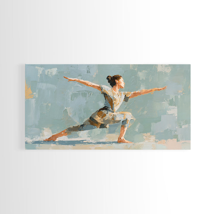 Yoga Warrior Pose Framed Canvas Print, Fitness Studio Art, Fitness, Gym Decor, Motion, Dancing Wall Art, Fitness Motivation, FSA-2x1-3
