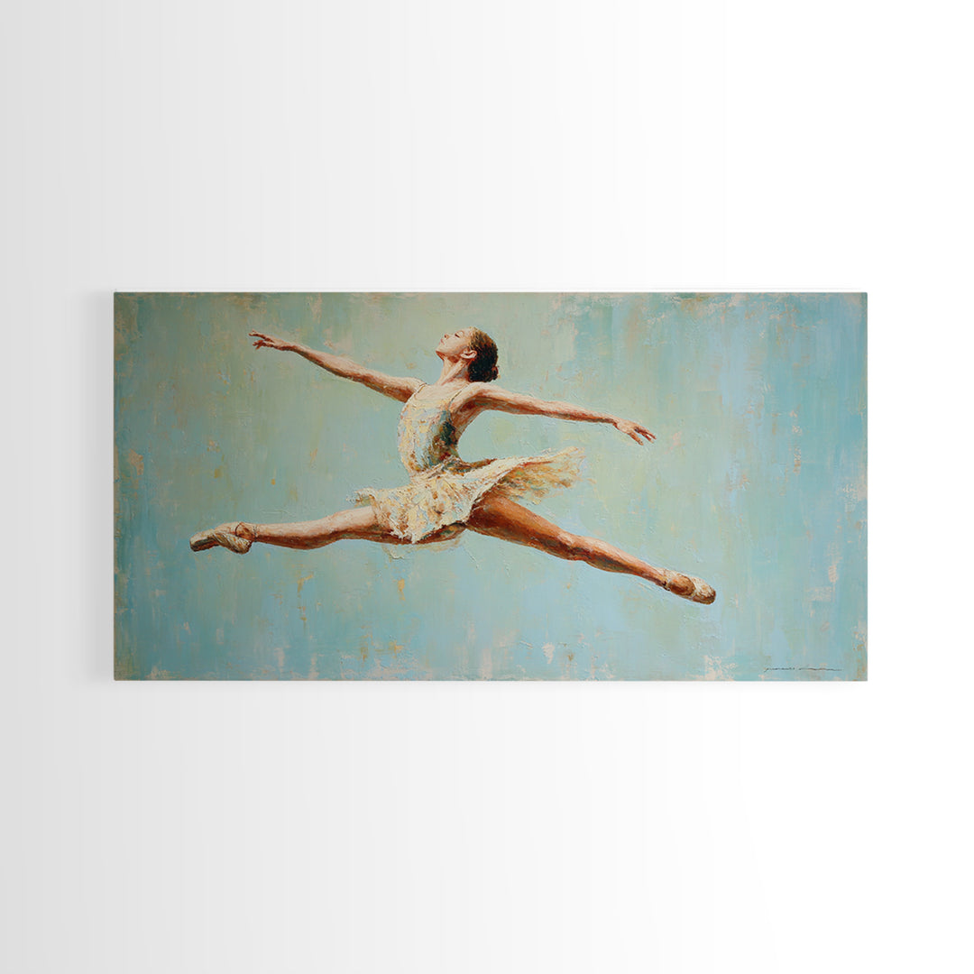 Dancer Leap with Painterly Energy Canvas Print, Fitness Studio Art, Metal Wall Art, Gym Decor, Fine Art, Motion, Home Gym Decor, FSA-2x1-31