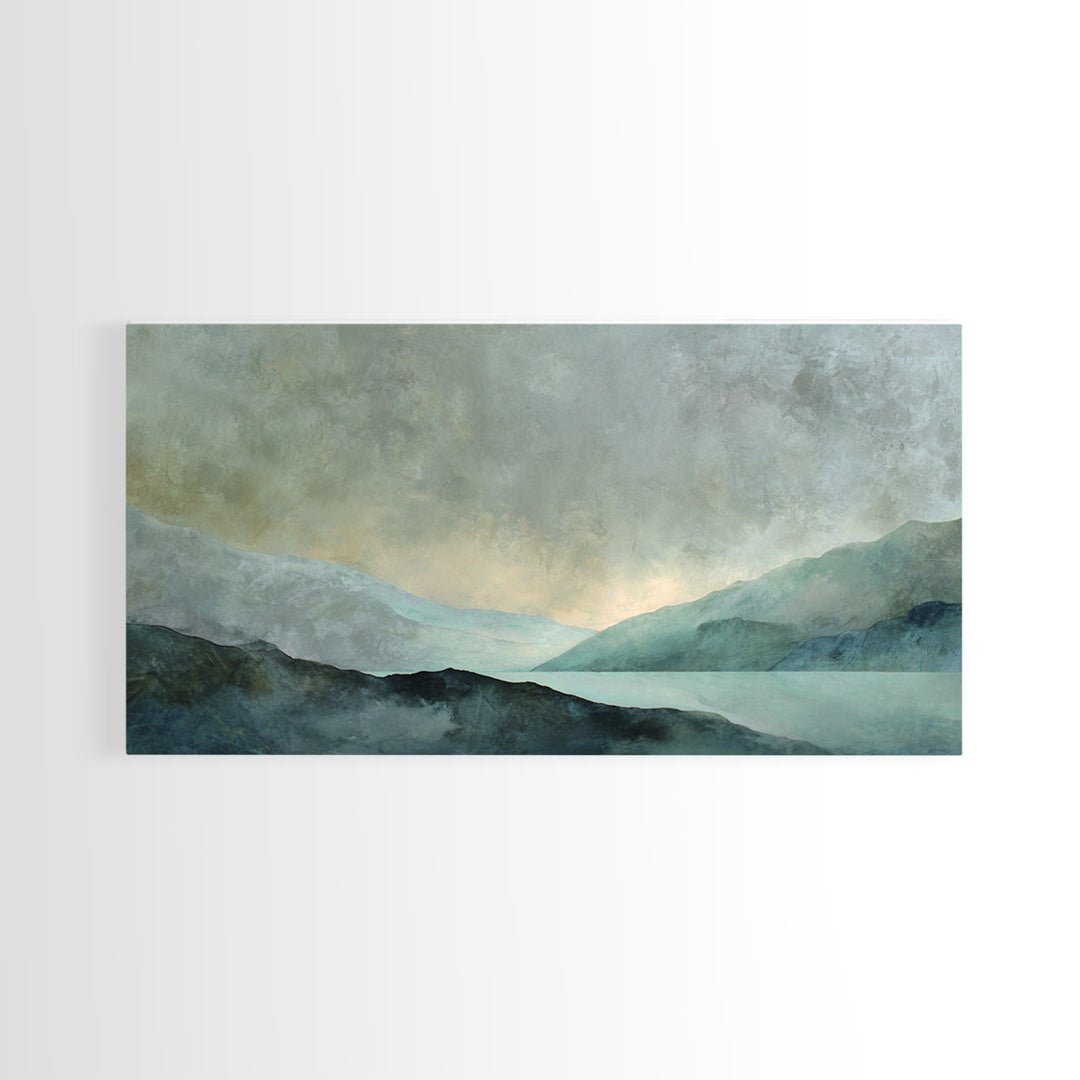 Sunrise over Mountains as Endurance Metaphor Framed Canvas Print, Fitness Studio Art, Aesthetic Room Decor, Gym Decor, Motion, FSA-2x1-92