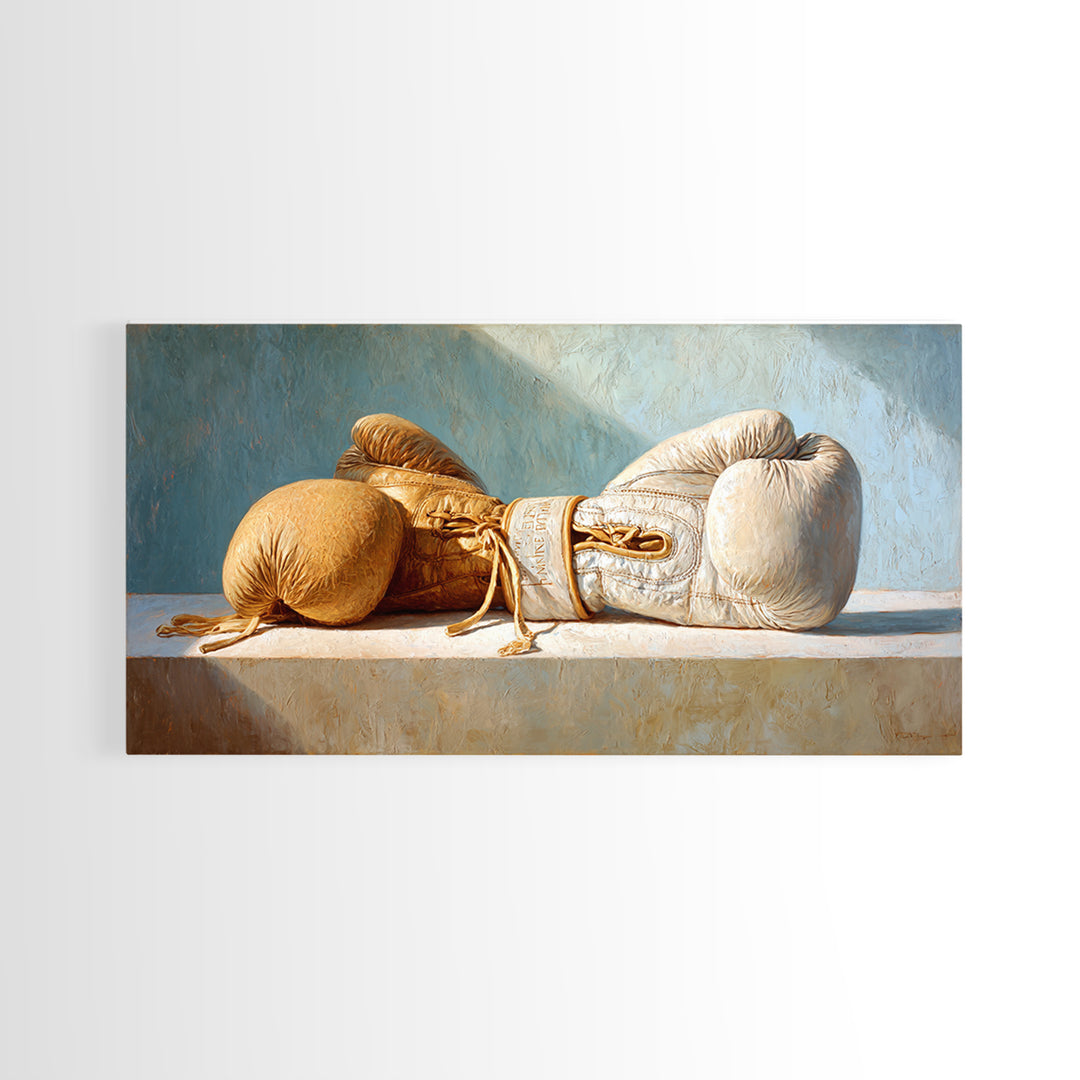 Boxing Gloves Still Life Framed Canvas Print, Fitness Studio Art, Contemporary Art, Gym Decor, Motion, Aesthetic Room Decor, FSA-2x1-97