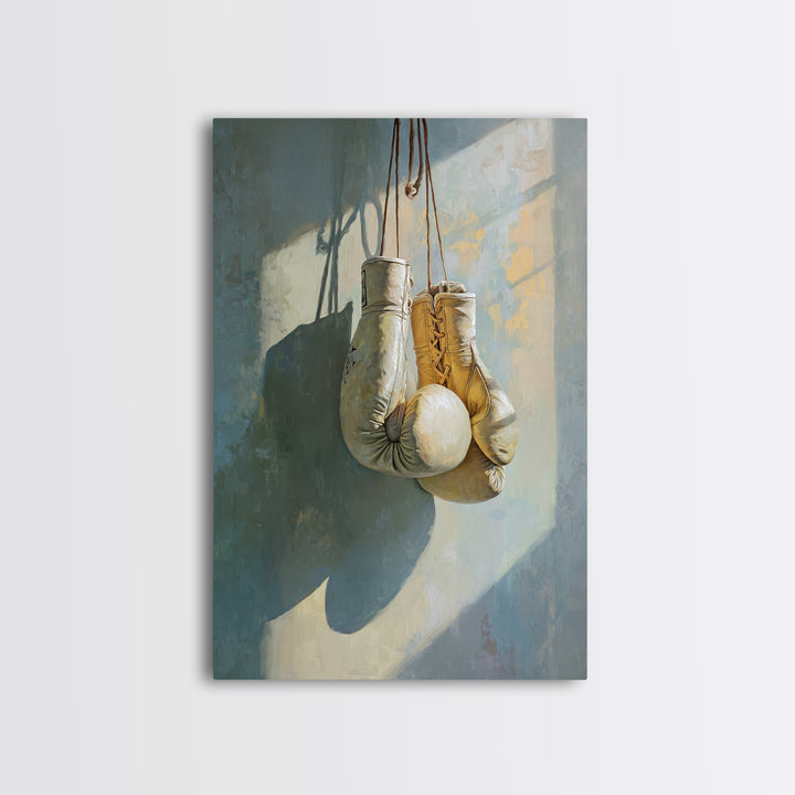Boxing Gloves Still Life Framed Canvas Print, Fitness Studio Art, Neutral Decor, Gym Decor, Fine Art, Motion, Wall Art, FSA-2x3-13