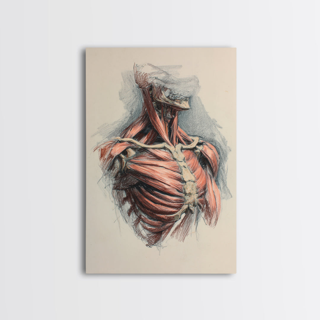 Anatomical Muscle Study Framed Canvas Print, Fitness Studio Art, Modern Decor, Gym Decor, Abstract Art, Motion, FSA-2x3-17