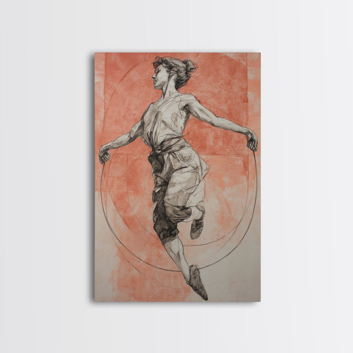 Jump Rope Movement Captured as Curved Lines Canvas Print, Fitness Studio Art, Motivational Canvas, Gym Decor, Motion, FSA-2x3-42
