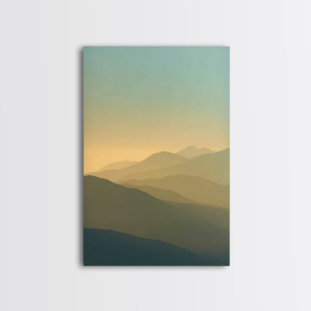 Sunrise over Mountains as Endurance Metaphor Framed Canvas Print, Fitness Studio Art, Gym Decor, Fine Art, Motion, Gym Wall Art, FSA-2x3-56