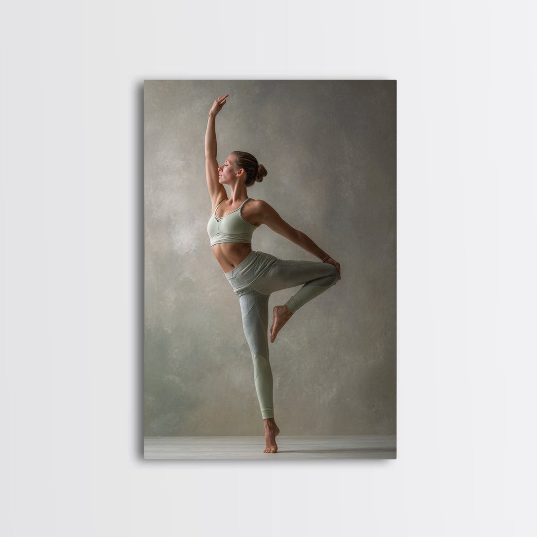 Female Athlete Stretching Framed Canvas Print, Fitness Studio Art, Dance Studio Decor, Gym Decor, Oil Painting, Motion, FSA-2x3-59