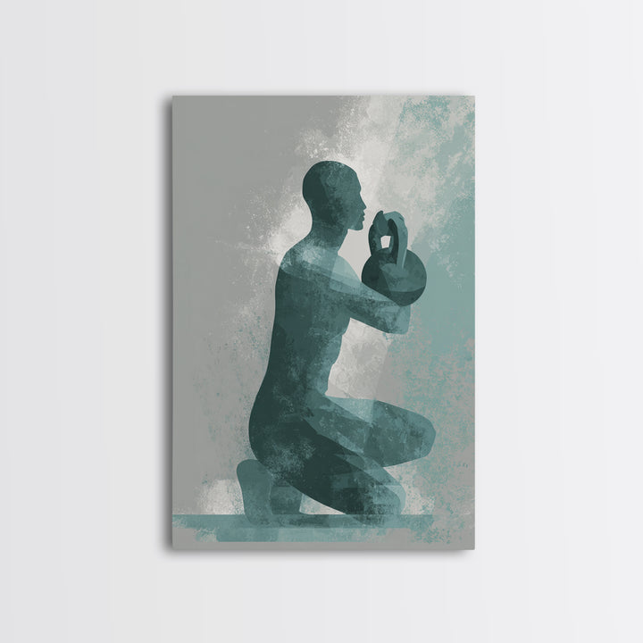 Kettlebell and Chalk Dust Canvas Print, Fitness Studio Art, Art Print, Gym Decor, Abstract Art, Motion, Motivational Poster, FSA-2x3-62