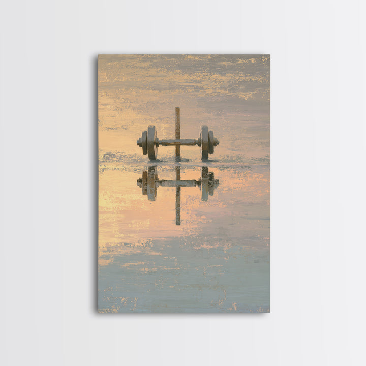 Barbell Plate Study Canvas Print, Fitness Studio Art, Pilates Poster, Gym Decor, Oil Painting, Motion, Statement Artwork, FSA-2x3-72