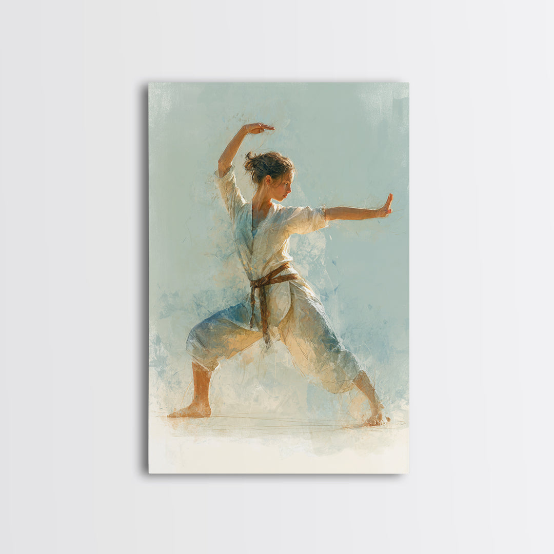 Martial Artist Pose Framed Canvas Print, Fitness Studio Art, Motivational Canvas, Gym Decor, Fine Art, Motion, FSA-2x3-75