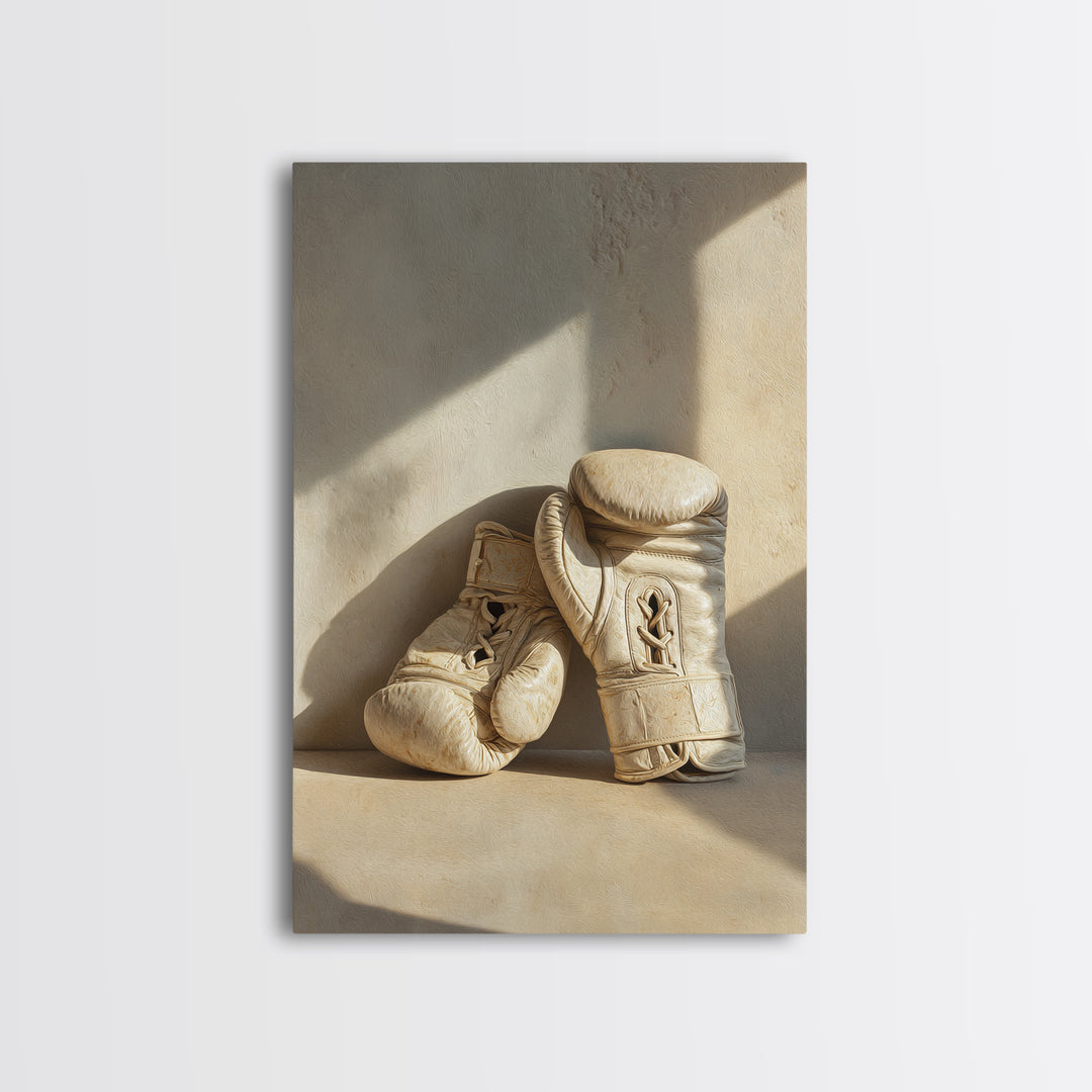 Boxing Gloves Still Life Framed Canvas Print, Fitness Studio Art, Contemporary Art, Gym Decor, Motion, Aesthetic Room Decor, FSA-2x3-85