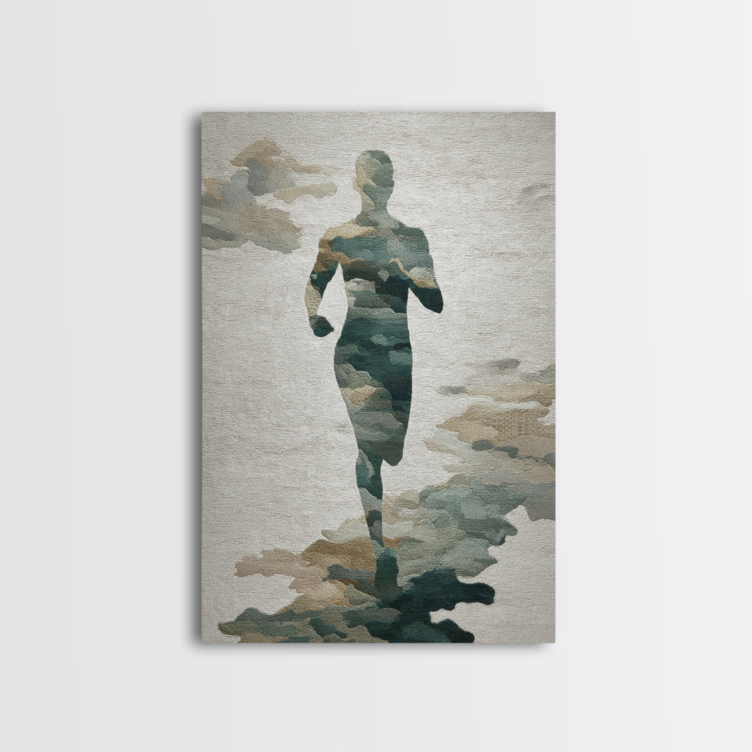 Runner Silhouette Breaking Through Morning Mist Canvas Print, Fitness Studio Art, Wall Decor, Gym Decor, Fine Art, Motion, FSA-2x3-9