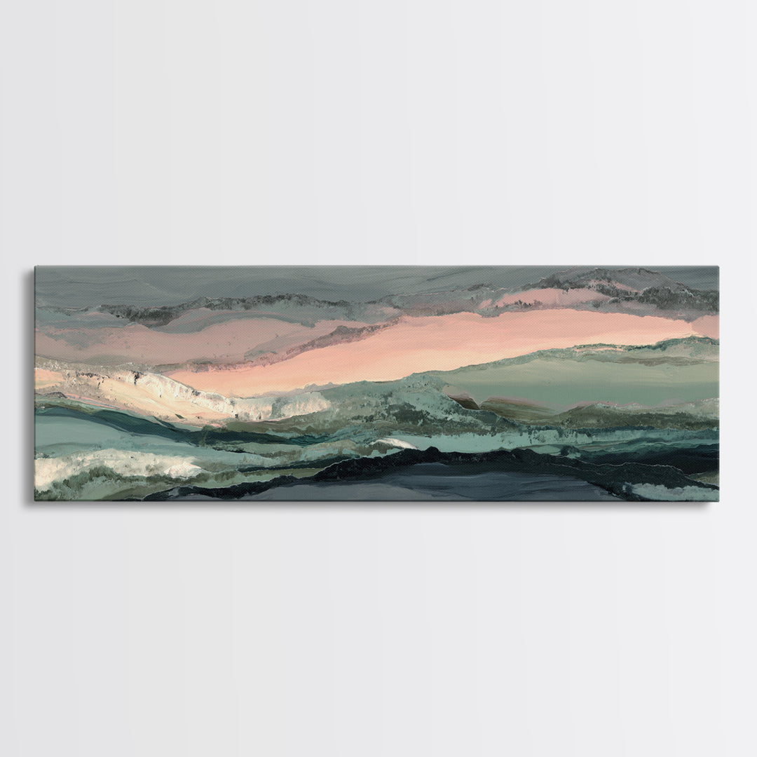 Sunrise over Mountains as Endurance Metaphor Framed Canvas Print, Fitness Studio Art, Modern Decor, Gym Decor, Fine Art, Motion, FSA-3x1-64