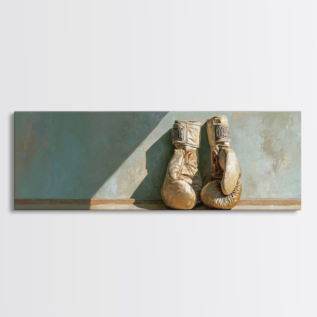 Boxing Gloves Still Life Framed Canvas Print, Fitness Studio Art, Modern Wall Decor, Gym Decor, Motion, Physical Therapy Art, FSA-3x1-69