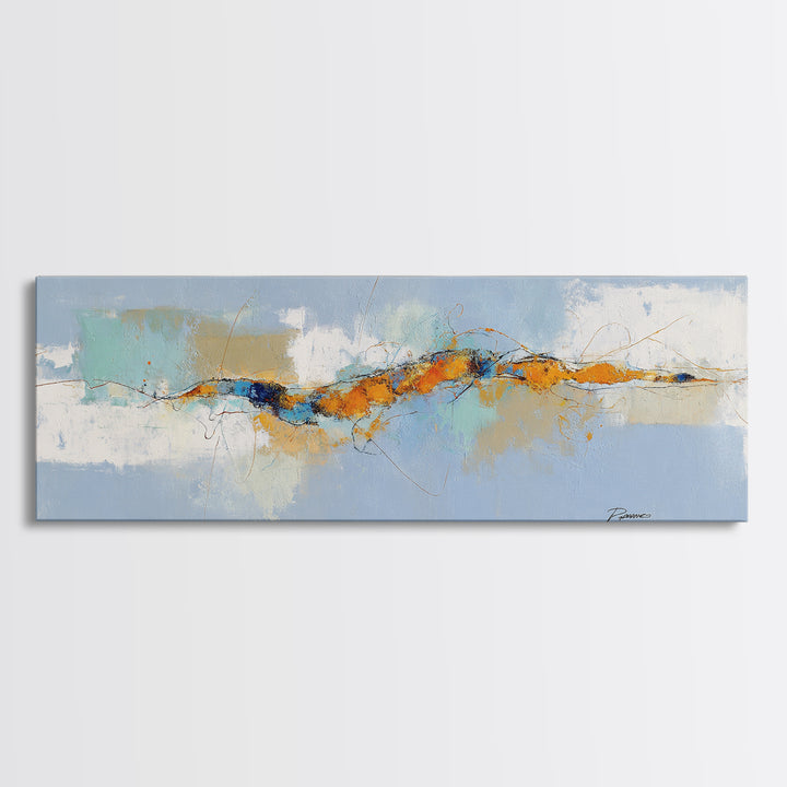 Abstract Heartbeat Line Through Color Fields Canvas Print, Fitness Studio Art, Motivational Poster, Gym Decor, Motion, FSA-3x1-81