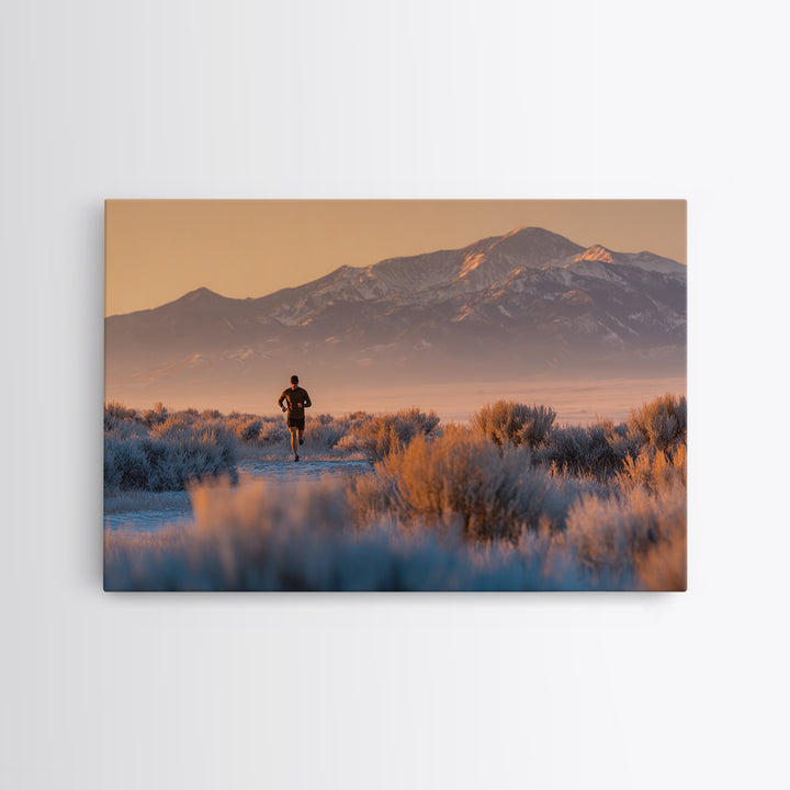 Mountain Trail Runner Canvas Print, Fitness Studio Art, Minimalist Decor, Gym Decor, Oil Painting, Motion, Modern Wall Decor, FSA-3x2-32