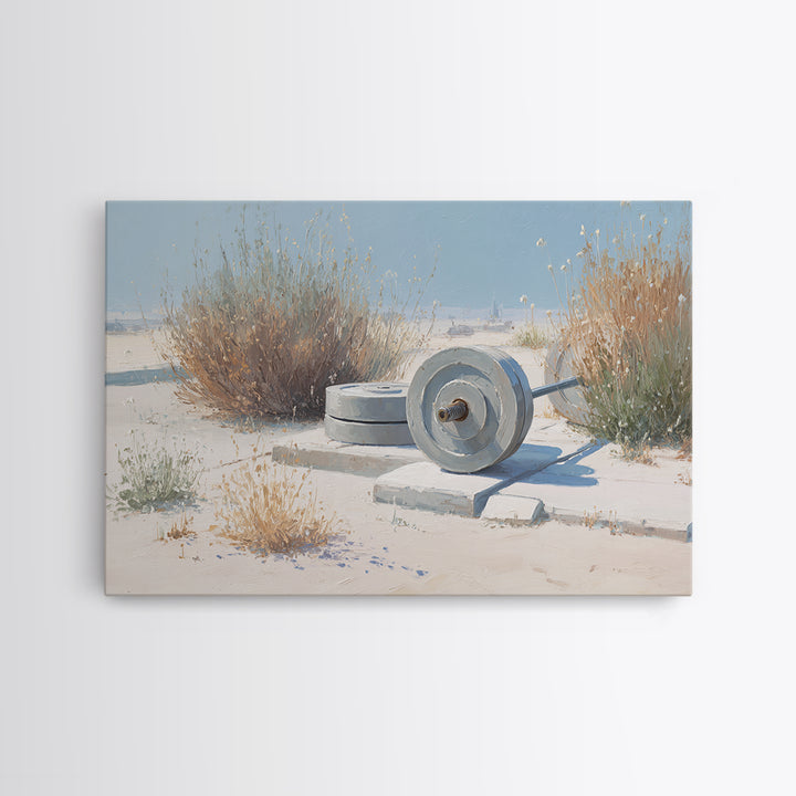 Barbell Plate Study Canvas Print, Fitness Studio Art, Printable Wall Art, Gym Decor, Watercolor Art, Motion, Yoga Wall Art, FSA-3x2-44