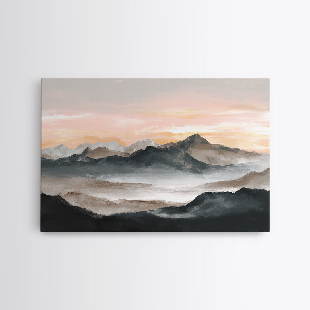 Sunrise over Mountains as Endurance Metaphor Canvas Print, Fitness Studio Art, Digital Art Print, Gym Decor, Fine Art, Motion, FSA-3x2-76