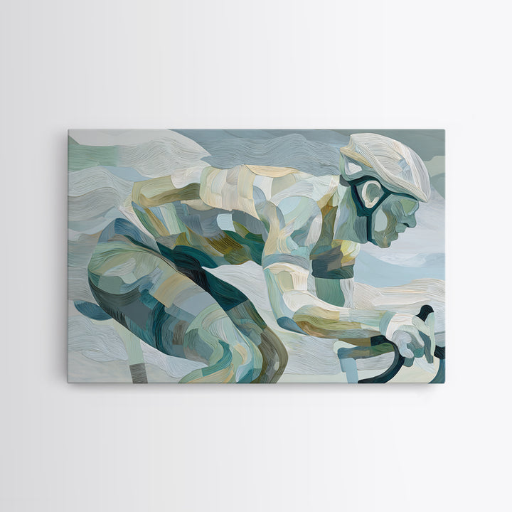 Cycling Figure in Bold Speed Lines Canvas Print, Fitness Studio Art, Gym Wall Decor, Gym Decor, Motion, Yoga Room Decor, FSA-3x2-84