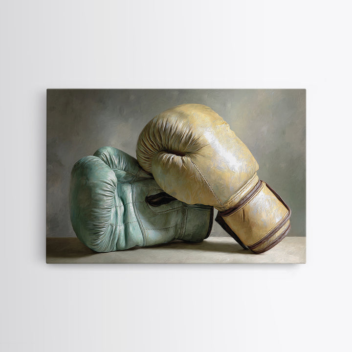 Boxing Gloves Still Life Framed Canvas Print, Fitness Studio Art, Contemporary Art, Gym Decor, Motion, Aesthetic Room Decor, FSA-3x2-9