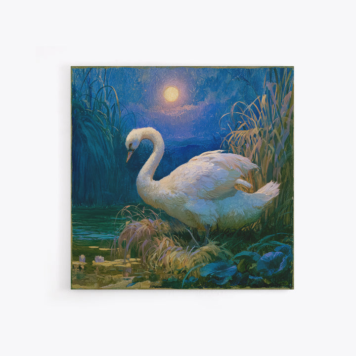 White Swan Transformation Scene Canvas Print, Fairy Tale Art, Boho Wall Art, Living Room Decor, Oil Painting, Storybook, FTA-1x1-15