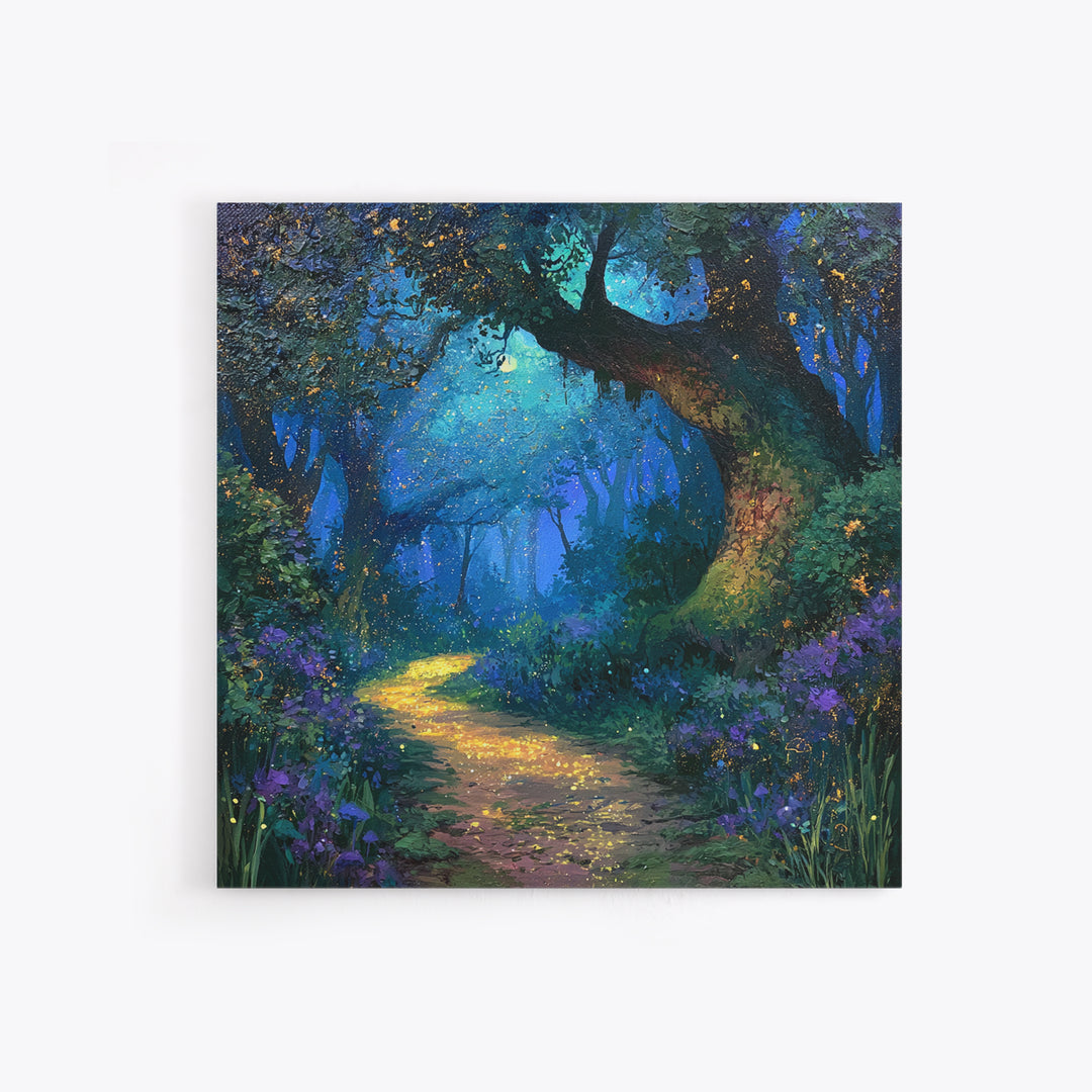 Enchanted Forest Path Glowing Canvas Print, Fairy Tale Art, Room Decor, Living Room Decor, Fine Art, Storybook, Original Art, FTA-1x1-25