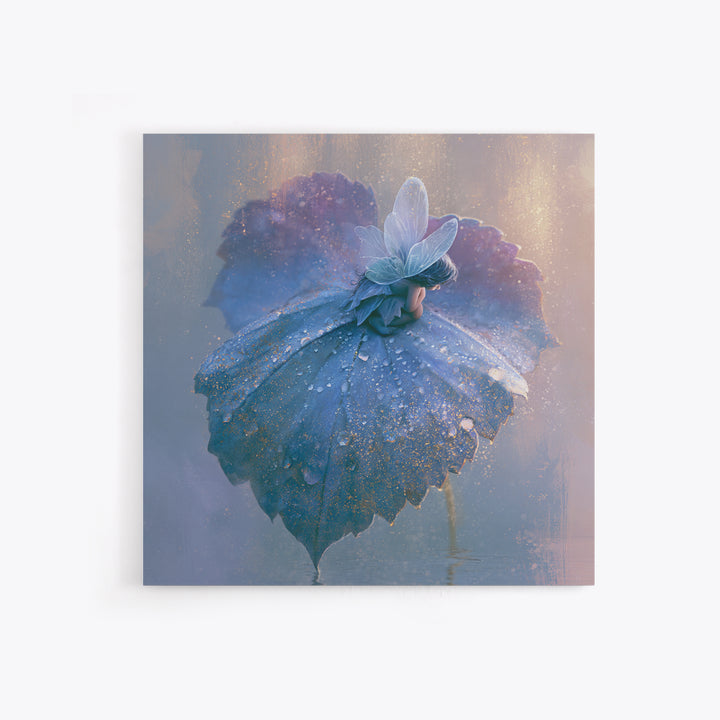 Tiny Fairy Resting on a Dew Covered Canvas Print, Fairy Tale Art, Art Nouveau Print, Living Room Decor, Fine Art, Storybook, FTA-1x1-55