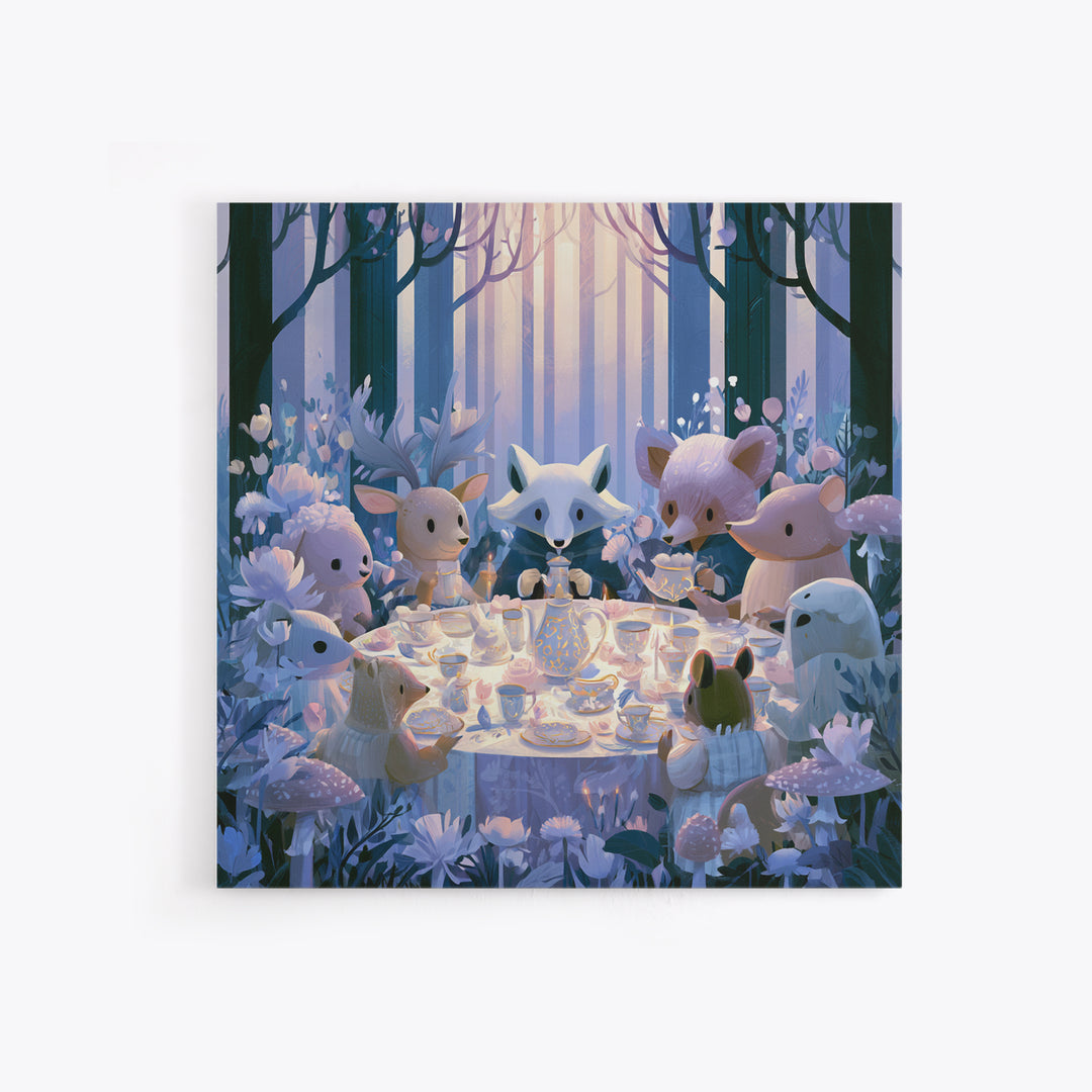 Woodland Tea Party Framed Canvas Print, Fairy Tale Art, Modern Decor, Living Room Decor, Fine Art, Storybook, Wall Decor, FTA-1x1-67