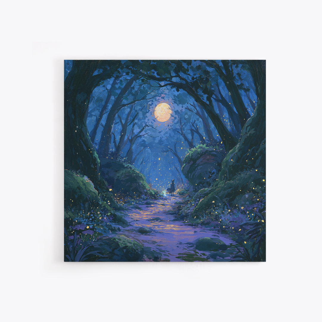 Enchanted Forest Path Glowing Canvas Print, Fairy Tale Art, Art Deco, Living Room Decor, Fine Art, Storybook, Whimsical Art, FTA-1x1-97