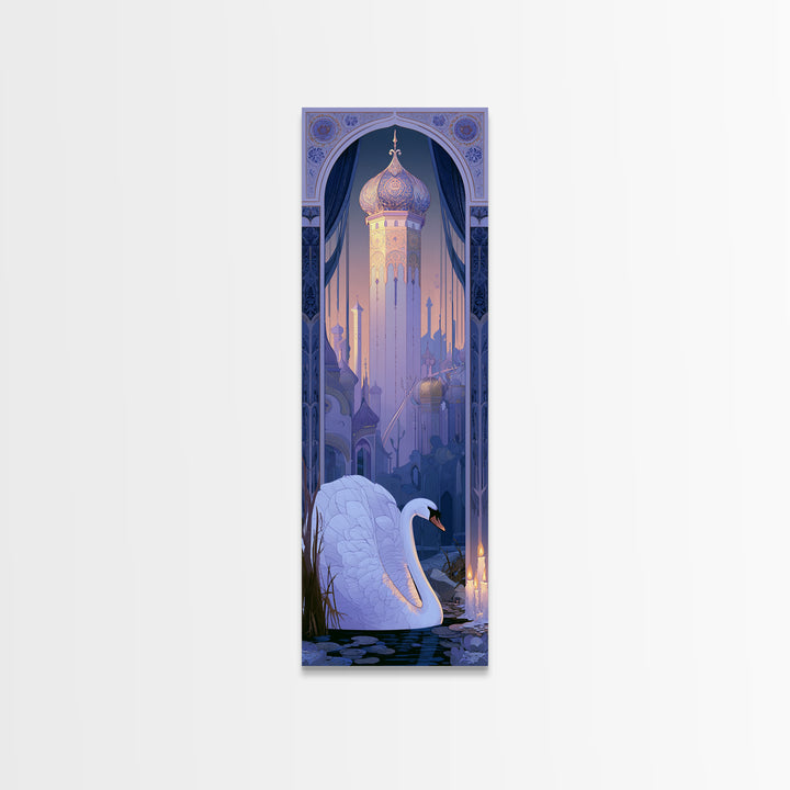 White Swan Transformation Scene Canvas Print, Fairy Tale Art, Boho Wall Art, Living Room Decor, Oil Painting, Storybook, FTA-1x3-27