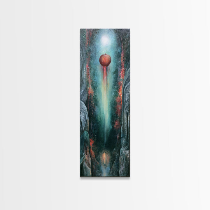 Enchanted Apple with Deep Red Shine Canvas Print, Fairy Tale Art, Art Print, Living Room Decor, Storybook, Nursery Art, FTA-1x3-32