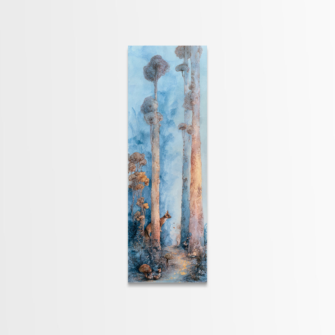 Unicorn in a Moonlit Meadow Framed Canvas Print, Fairy Tale Art, Modern Decor, Living Room Decor, Fine Art, Storybook, FTA-1x3-46