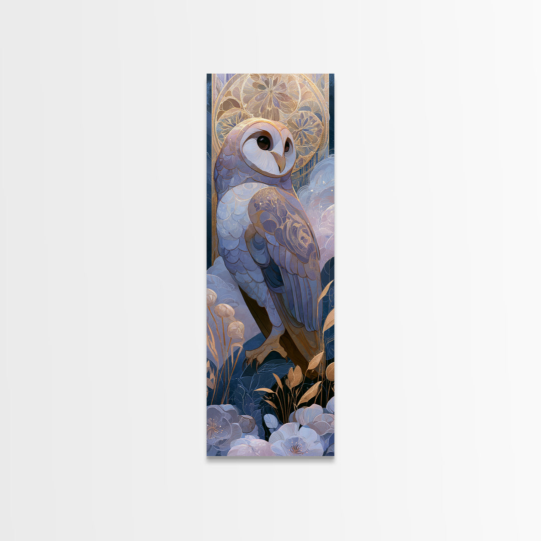 Owl Messenger Carrying a Tiny Ribbon Canvas Print, Fairy Tale Art, Wall Decor, Living Room Decor, Fine Art, Storybook, FTA-1x3-77
