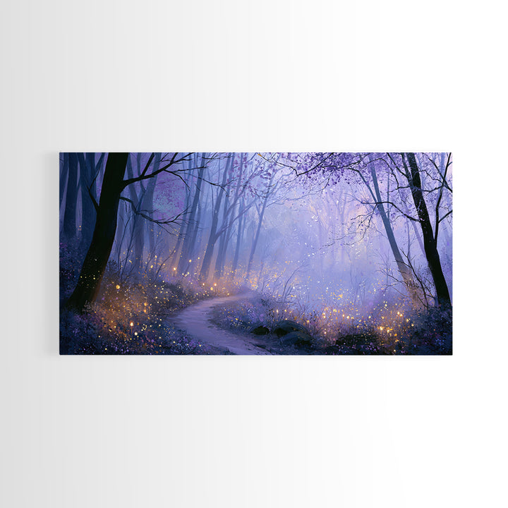 Enchanted Forest Path Glowing Canvas Print, Fairy Tale Art, Art Deco, Living Room Decor, Fine Art, Storybook, Whimsical Art, FTA-2x1-21