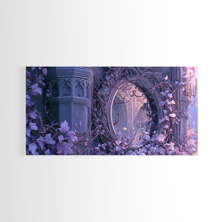 Magic Mirror Framed by Vines and Thorns Framed Canvas Print, Fairy Tale Art, Art Prints, Living Room Decor, Fine Art, Storybook, FTA-2x1-33