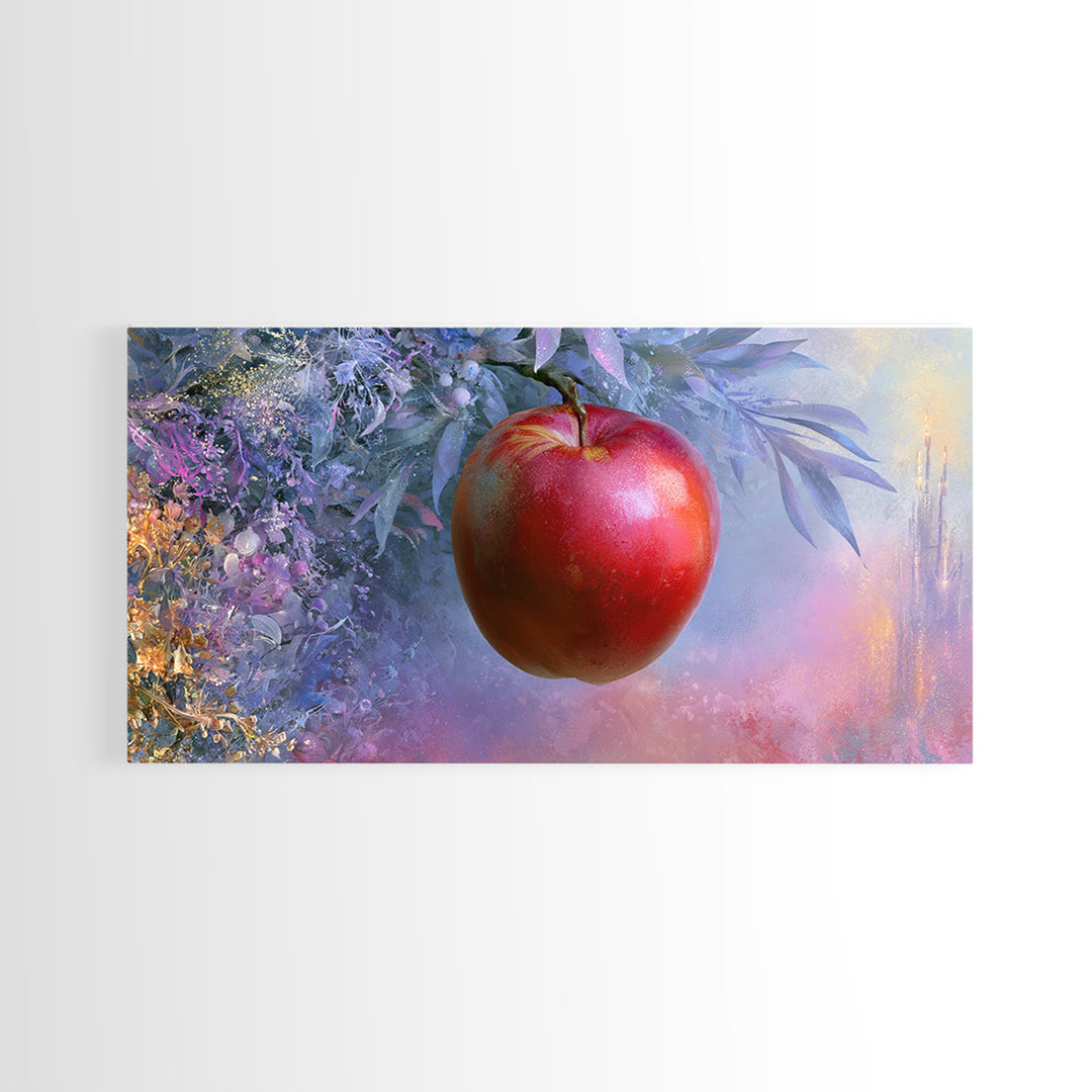 Enchanted Apple with Deep Red Shine Canvas Print, Fairy Tale Art, Original Art, Living Room Decor, Fine Art, Storybook, FTA-2x1-64