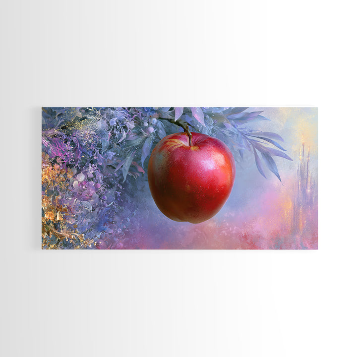 Enchanted Apple with Deep Red Shine Canvas Print, Fairy Tale Art, Original Art, Living Room Decor, Fine Art, Storybook, FTA-2x1-64