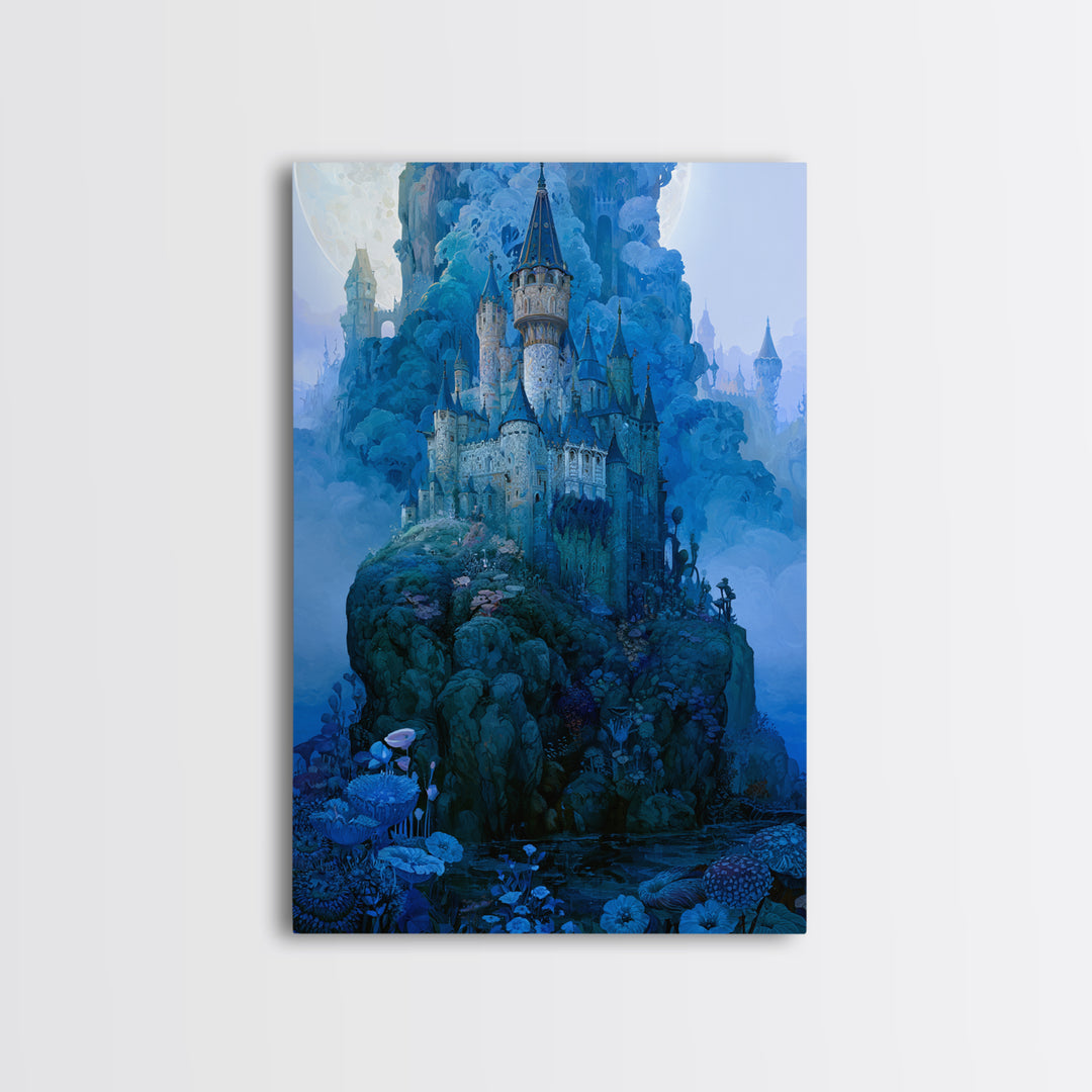 Storybook Castle on a Misty Hill Canvas Print, Fairy Tale Art, Contemporary Art, Living Room Decor, Fine Art, Storybook, FTA-2x3-10