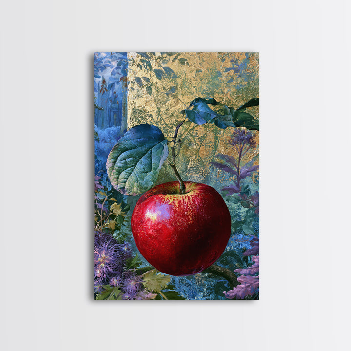 Enchanted Apple with Deep Red Shine Framed Canvas Print, Fairy Tale Art, Art Print, Living Room Decor, Fine Art, Storybook, FTA-2x3-100