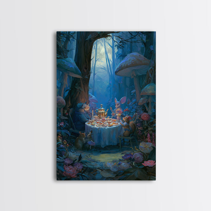 Woodland Tea Party Framed Canvas Print, Fairy Tale Art, Room Decor, Living Room Decor, Fine Art, Storybook, Original Art, FTA-2x3-3