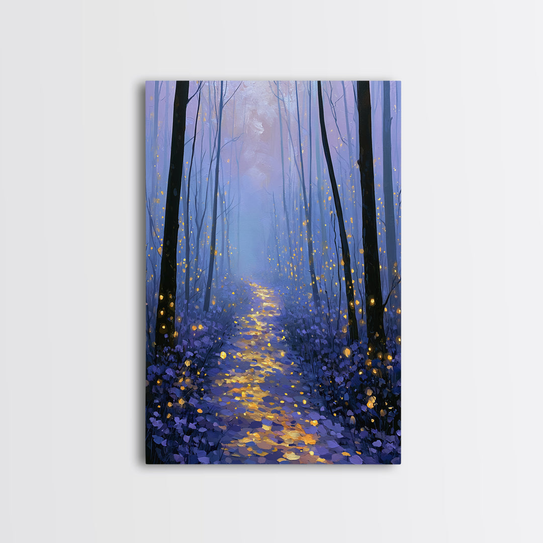 Enchanted Forest Path Glowing Canvas Print, Fairy Tale Art, Art Nouveau, Living Room Decor, Fine Art, Storybook, Dark Art, FTA-2x3-9