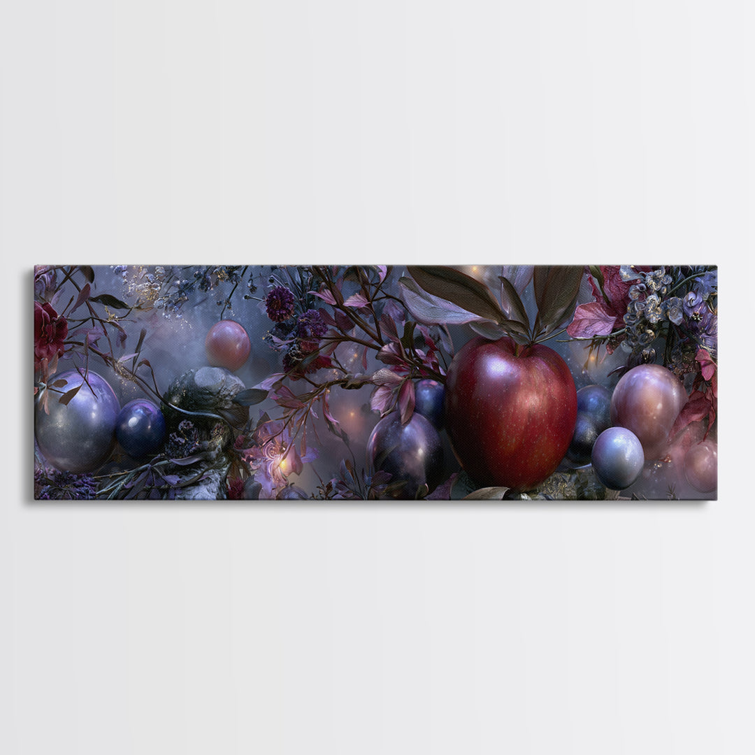 Enchanted Apple with Deep Red Shine Canvas Print, Fairy Tale Art, Gallery Decor, Living Room Decor, Fine Art, Storybook, FTA-3x1-36