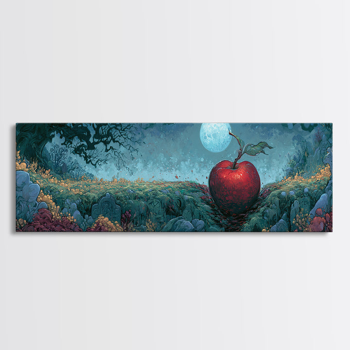 Enchanted Apple with Deep Red Shine Framed Canvas Print, Fairy Tale Art, Art Print, Living Room Decor, Fine Art, Storybook, FTA-3x1-84
