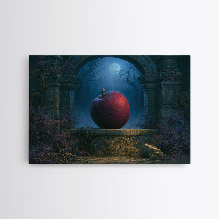Enchanted Apple with Deep Red Shine Canvas Print, Fairy Tale Art, Contemporary Art, Living Room Decor, Fine Art, Storybook, FTA-3x2-72