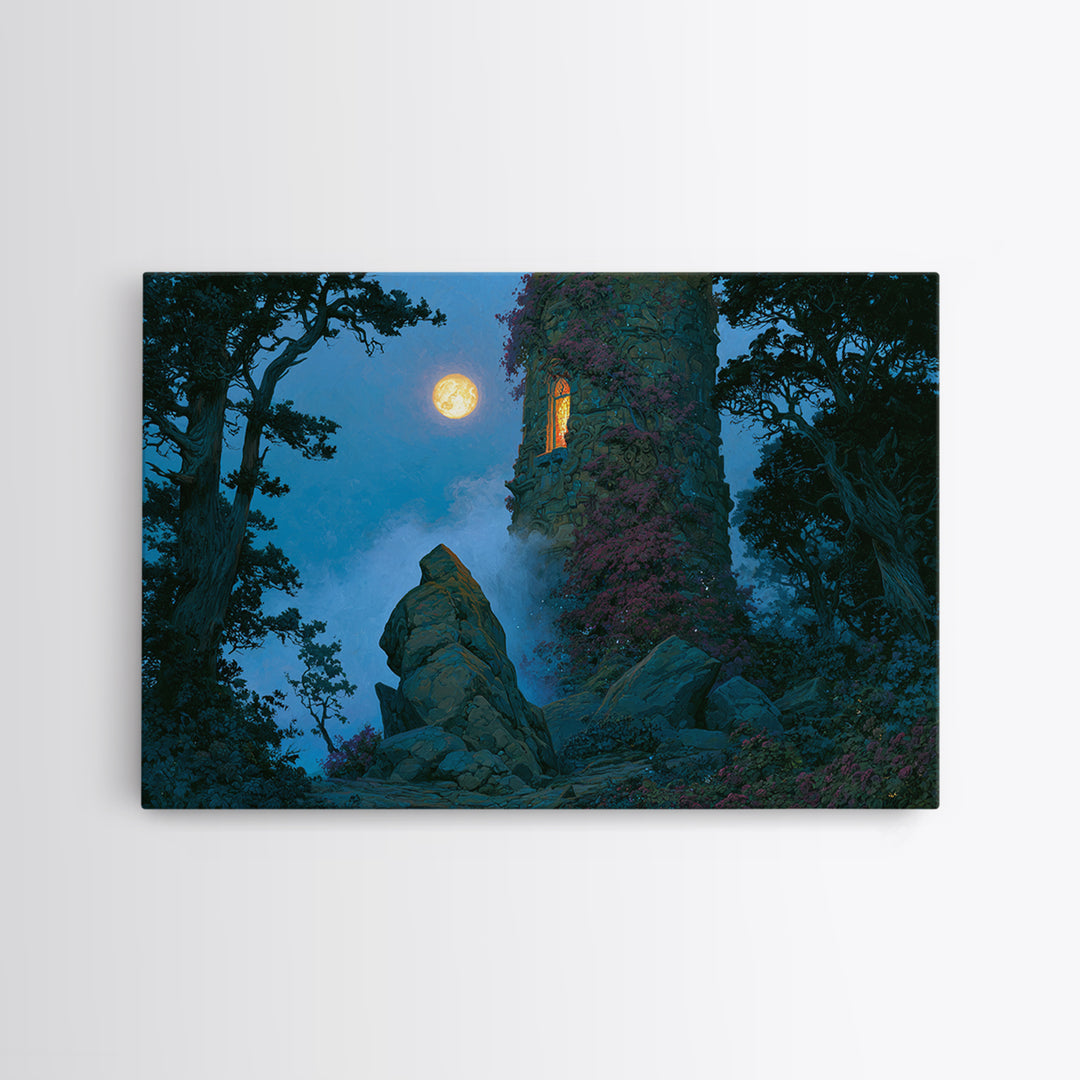Rose Covered Tower Canvas Print, Fairy Tale Art, Kids Room Decor, Living Room Decor, Abstract Art, Storybook, Textured Painting, FTA-3x2-94