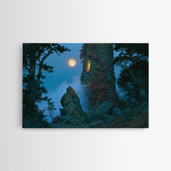 Rose Covered Tower Canvas Print, Fairy Tale Art, Kids Room Decor, Living Room Decor, Abstract Art, Storybook, Textured Painting, FTA-3x2-94