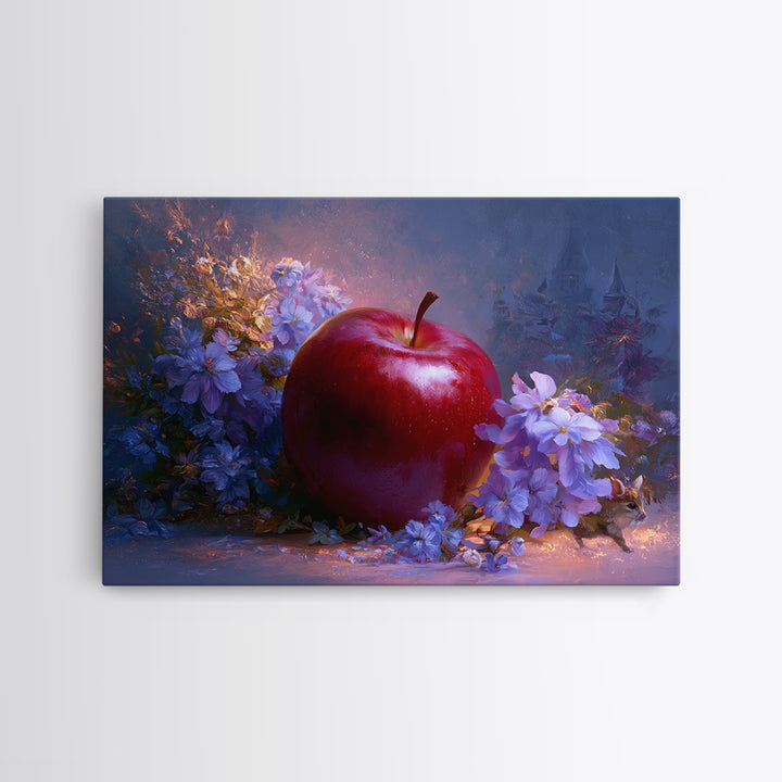 Enchanted Apple with Deep Red Shine Framed Canvas Print, Fairy Tale Art, Art Print, Living Room Decor, Fine Art, Storybook, FTA-3x2-96
